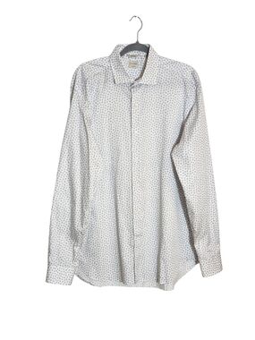 Culturata Mens White and Gray Dot Print Dress Shirt Size XL 17.5/44